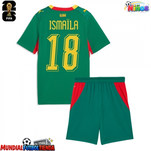 Camiseta Senegal Ismaila Sarr #18 Segunda Equipación Replica Mundial 2026 para niños mangas cortas (+ Pantalones cortos)